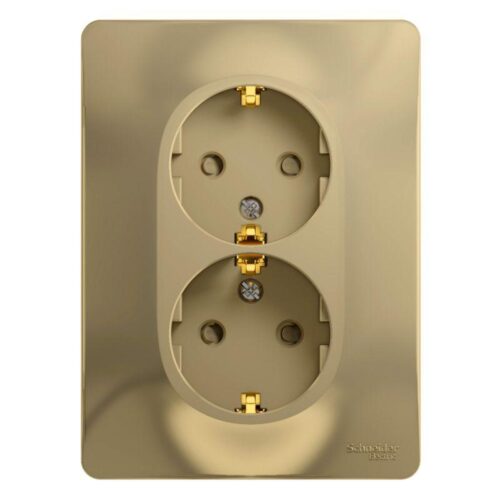 Розетка 2-м СП Glossa 16А IP20 с заземл. защ. шторки в сборе титан