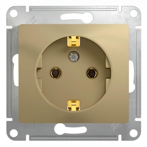 Розетка 1-м СП Glossa 16А IP20 с заземл. механизм титан