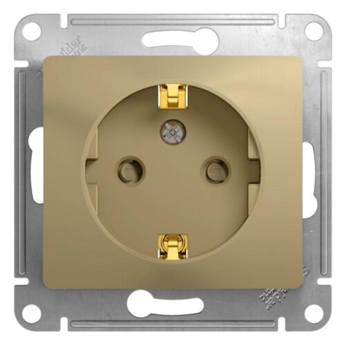 Розетка 1-м СП Glossa 16А IP20 с заземл. защ. шторки механизм титан