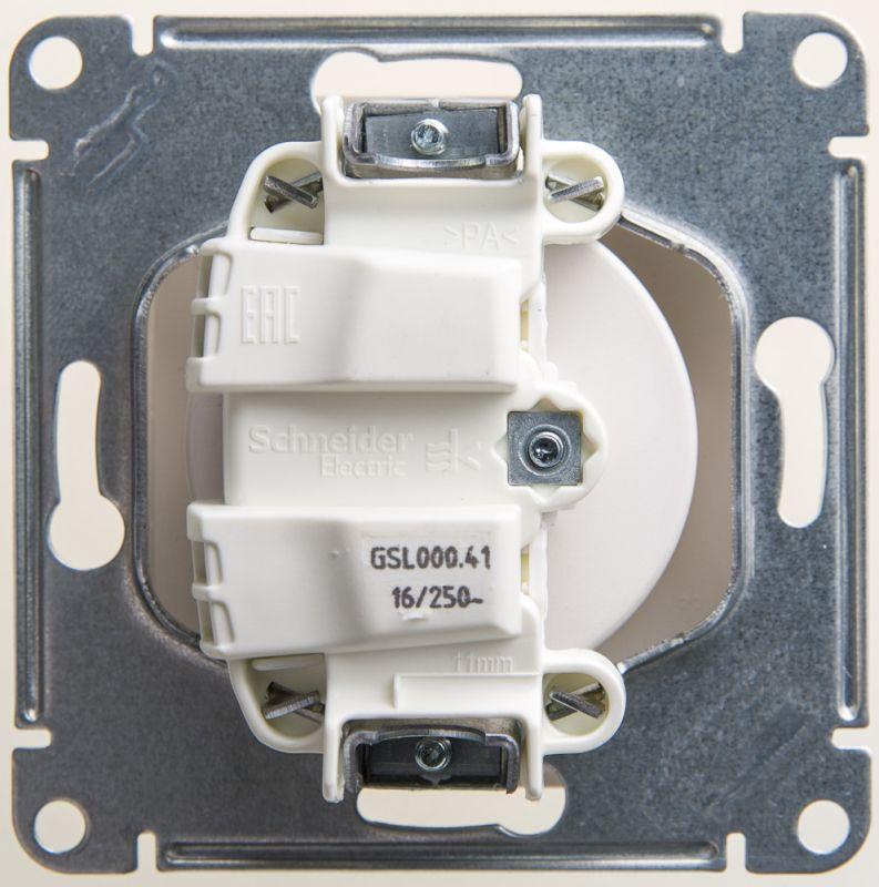 Розетка 1-м СП Glossa 16А IP20 250В без заземл. механизм перламутр.