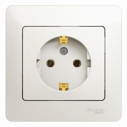 Розетка 1-м СП Glossa 16А IP20 с заземл. в сборе перламутр.
