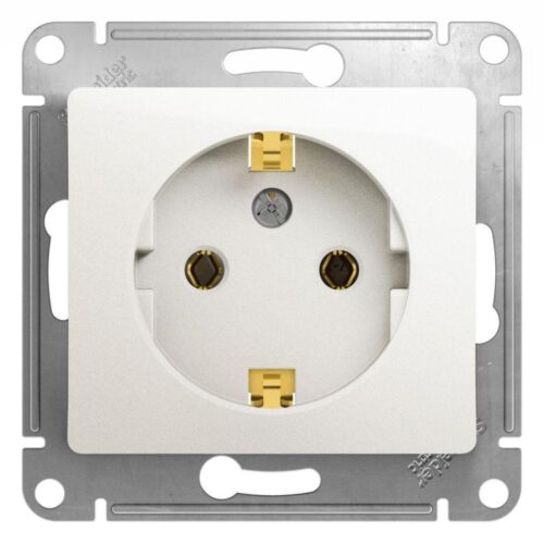 Розетка 1-м СП Glossa 16А IP20 с заземл. механизм перламутр.