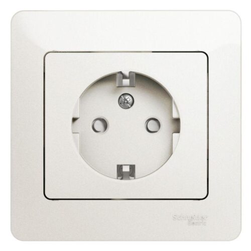 Розетка 1-м СП Glossa 16А IP20 с заземл. защ. шторки в сборе перламутр.