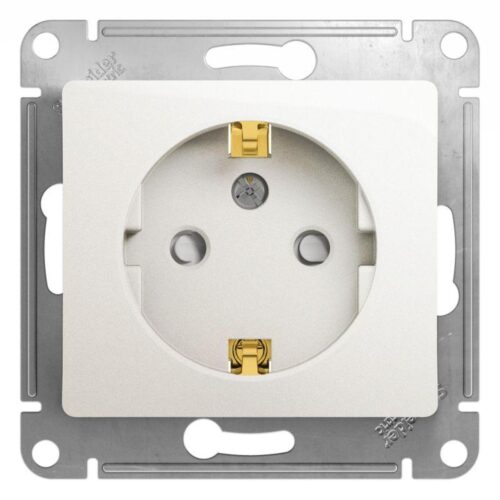 Розетка 1-м СП Glossa 16А IP20 с заземл. защ. шторки механизм перламутр.