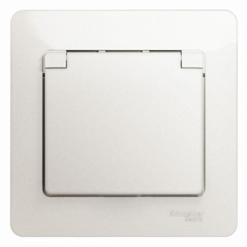 Розетка 1-м СП Glossa 16А IP20 с заземл. защ. шторки с крышкой в сборе перламутр.