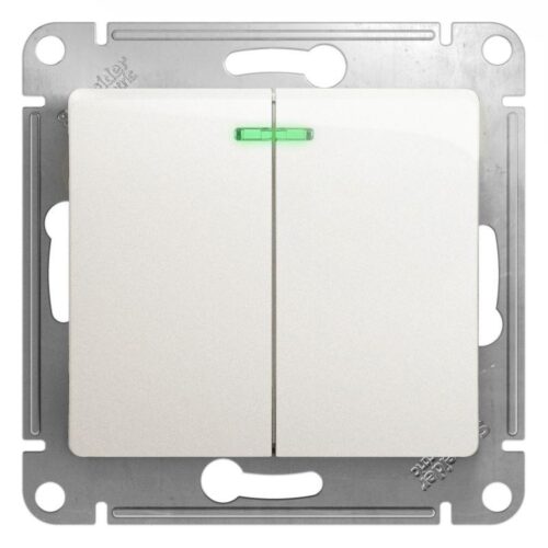 Выключатель 2-кл. СП Glossa 10А IP20 (сх. 5а) 10AX с подсветкой механизм перламутр.