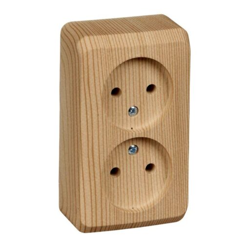 Розетка 2-м ОП Этюд Дача 16А IP20 250В без заземл. без защ. шторок сосна
