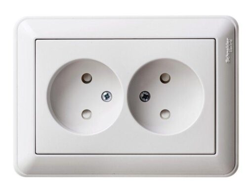 Розетка 2-м СП W59 16А IP20 без заземл. защ. шторки бел.