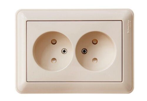 Розетка 2-м СП W59 16А IP20 без заземл. защ. шторки сл. кость