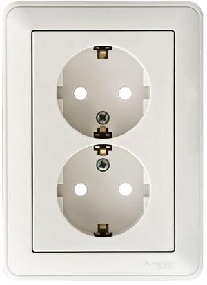 Розетка 2-м СП W59 16А IP20 с заземл. защ. шторки в сборе бел.
