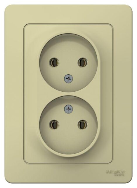Розетка 2-м СП Blanca 16А IP20 250В без заземл. без защ. шторок беж. SE