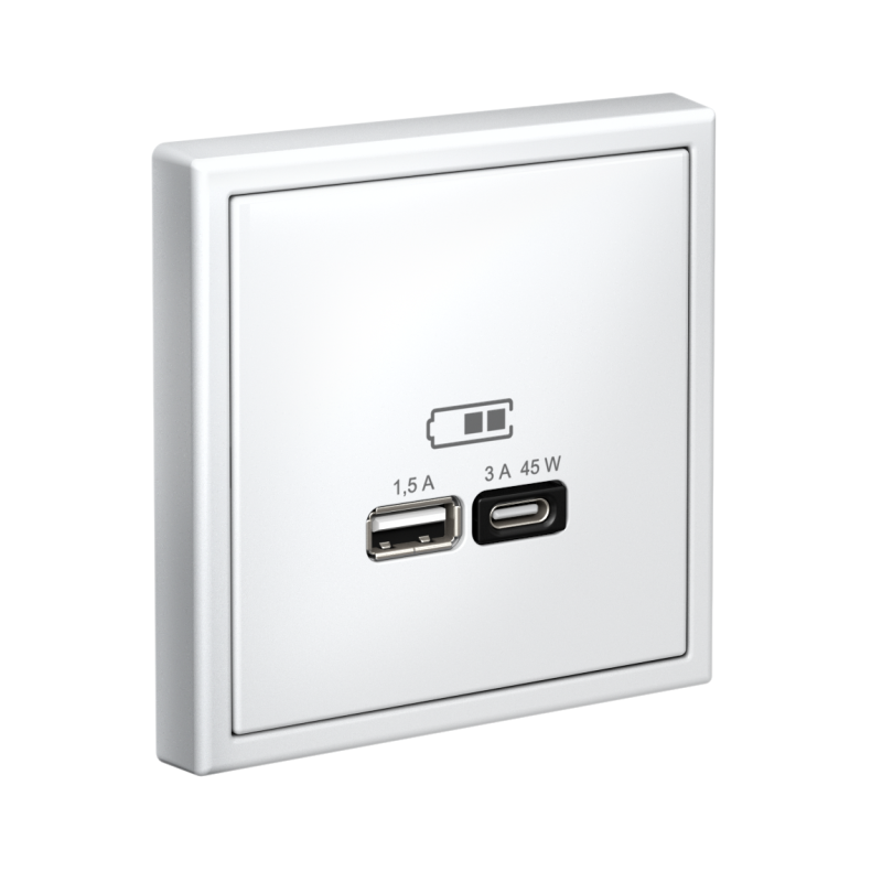 Розетка USB ArtGallery тип A+C 45Вт QC PD высокоскор. ЗУ механизм бел. SE — изображение 2