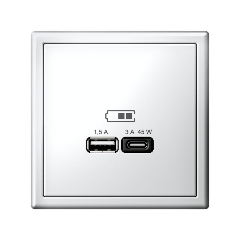 Розетка USB ArtGallery тип A+C 45Вт QC PD высокоскор. ЗУ механизм бел. SE — изображение 3