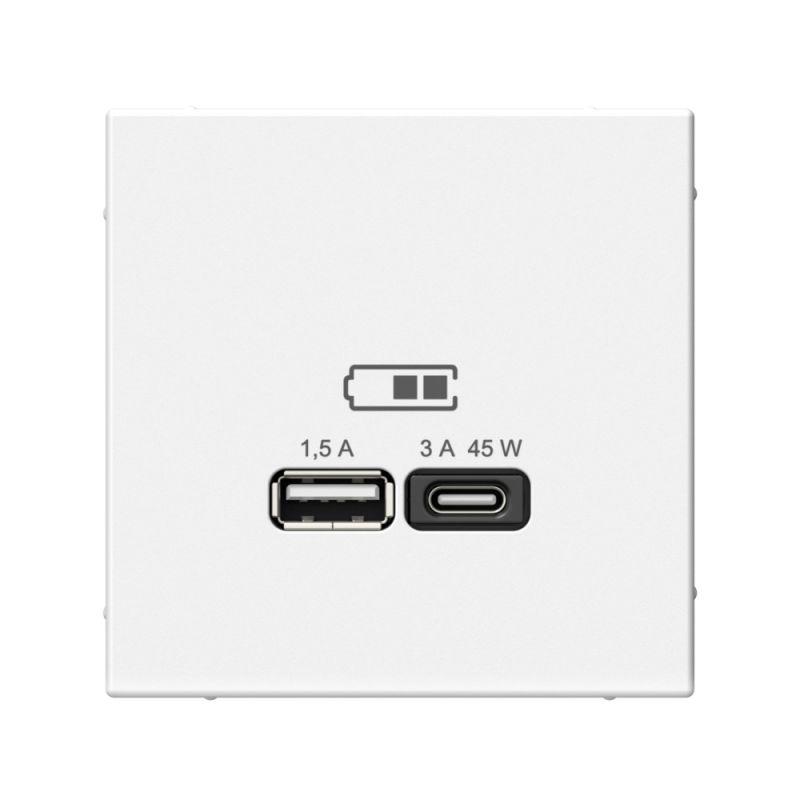 Розетка USB ArtGallery тип A+C 45Вт QC PD высокоскор. ЗУ механизм бел. SE — изображение 4