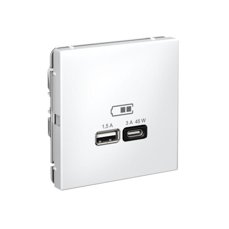 Розетка USB ArtGallery тип A+C 45Вт QC PD высокоскор. ЗУ механизм бел. SE — изображение 5