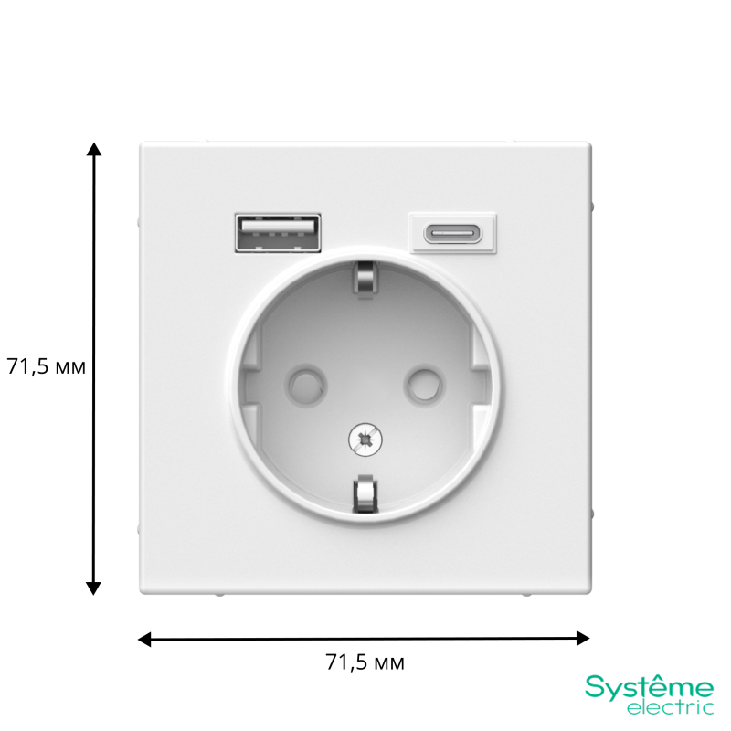 Розетка ArtGallery 16А с 2-мя заряд. устройствами USB A+C 5В/2.4А/3А 2х5В/1.5А механизм бел. SE