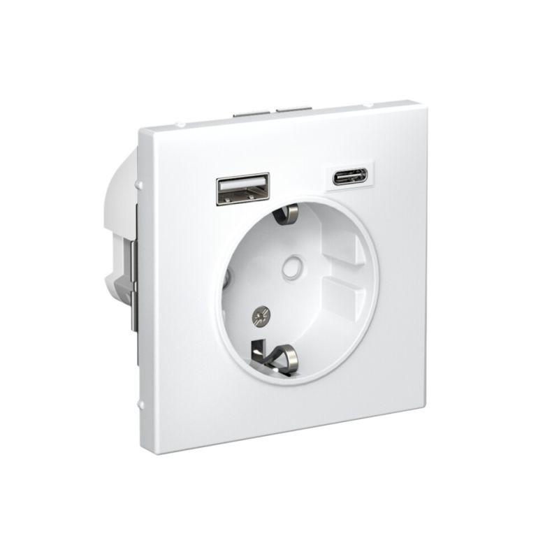 Розетка ArtGallery 16А с 2-мя заряд. устройствами USB A+C 5В/2.4А/3А 2х5В/1.5А механизм бел. SE — изображение 5