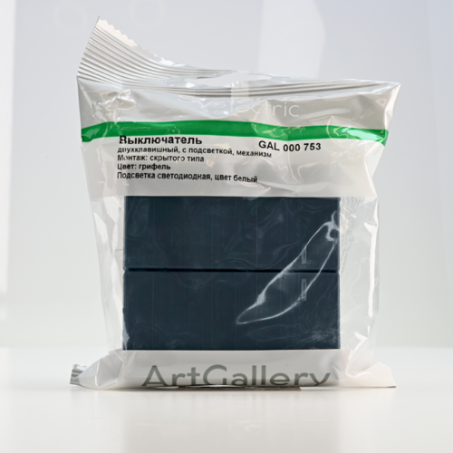 Выключатель 2-кл. ArtGallery 10AX с подсветкой механизм грифель SE