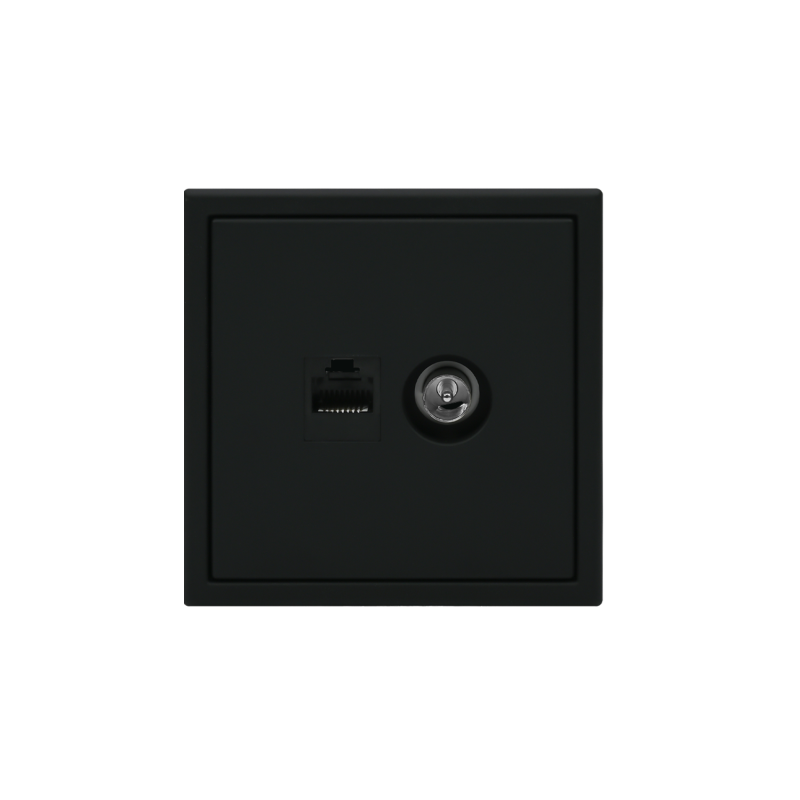Розетка компьютерная + телевизионная 2-м СП ArtGallery RJ45 кат.5E + TV механизм карбон SE — изображение 2