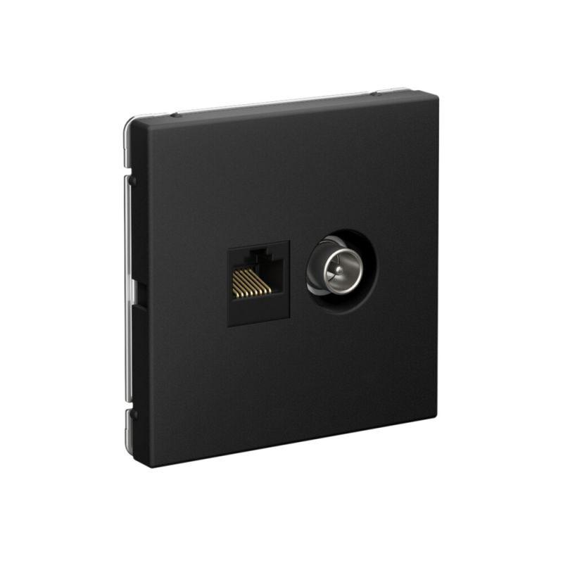 Розетка компьютерная + телевизионная 2-м СП ArtGallery RJ45 кат.5E + TV механизм карбон SE — изображение 3