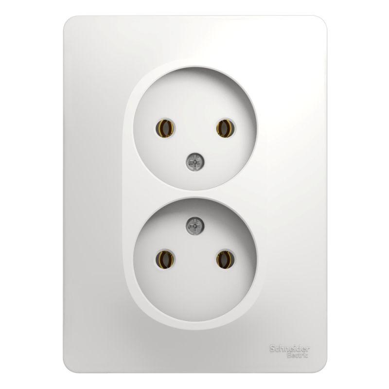 Розетка 2-м СП Glossa 16А IP20 без заземл. бел. SE — изображение 2