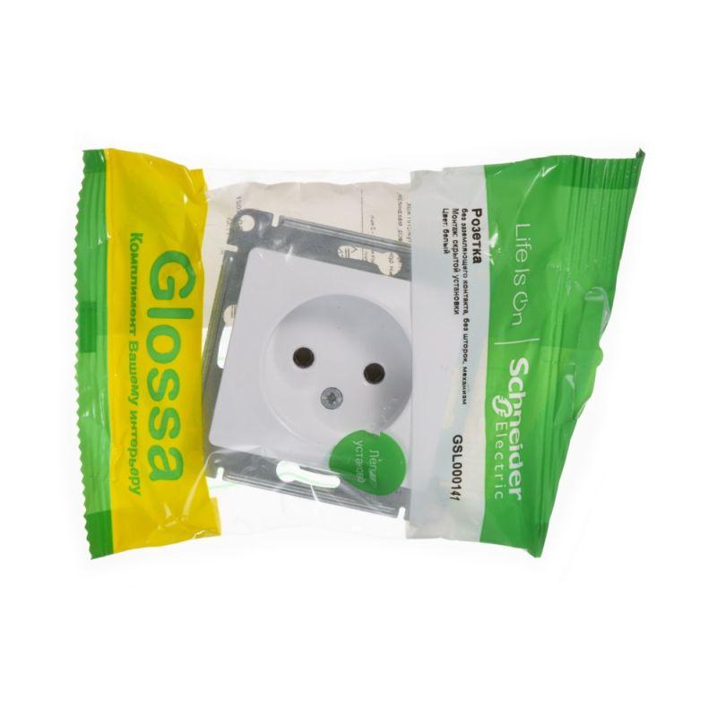 Розетка 1-м СП Glossa 16А IP20 без заземл. механизм бел. SE