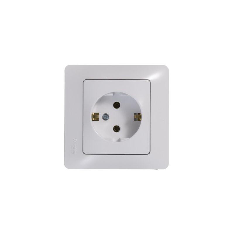 Розетка 1-м СП Glossa 16А IP20 с заземл. в сборе бел. SE — изображение 4