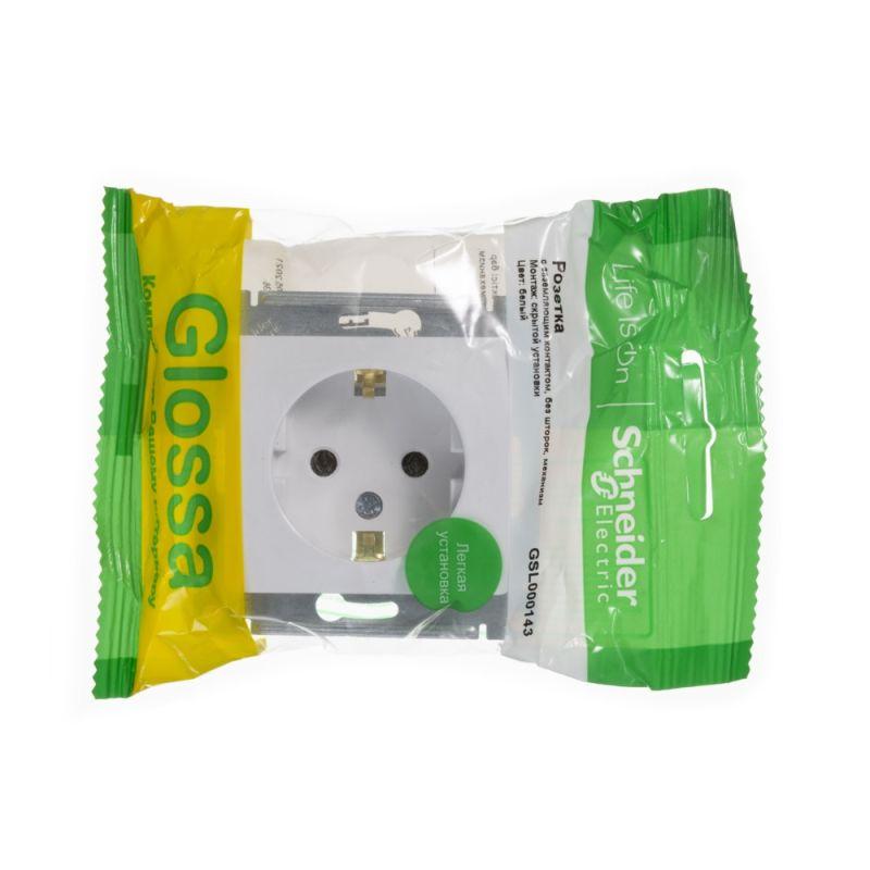 Розетка 1-м СП Glossa 16А IP20 с заземл. механизм бел. SE