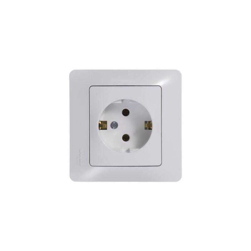 Розетка 1-м СП Glossa 16А IP20 с заземл. механизм бел. SE — изображение 5