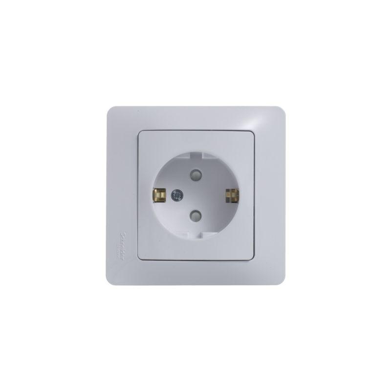 Розетка 1-м СП Glossa 16А IP20 с заземл. защ. шторки в сборе бел. SE — изображение 4