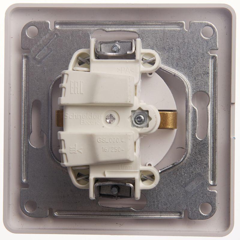 Розетка 1-м СП Glossa 16А IP20 с заземл. защ. шторки с крышкой в сборе бел. SE