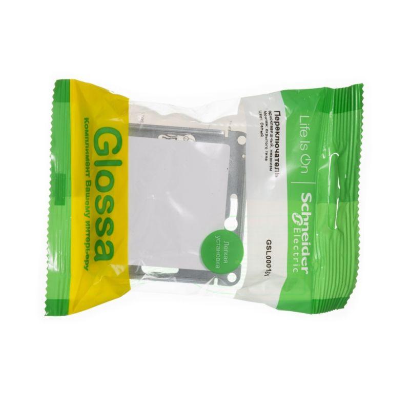 Переключатель проходной 1-кл. СП Glossa 10А IP20 10AX механизм бел. SE