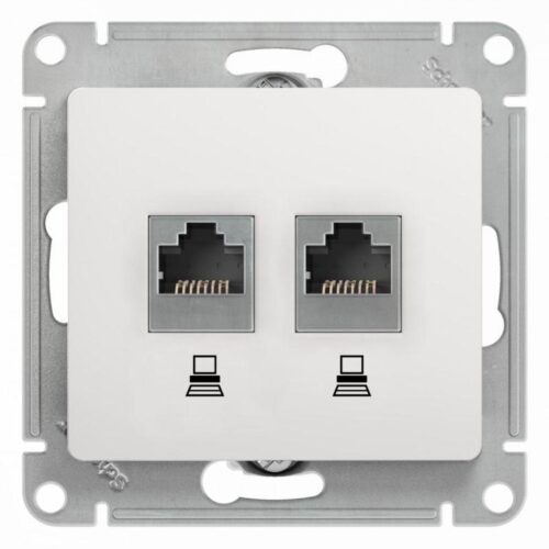 Розетка компьютерная 2-м Glossa RJ45 кат.5E механизм бел. SE