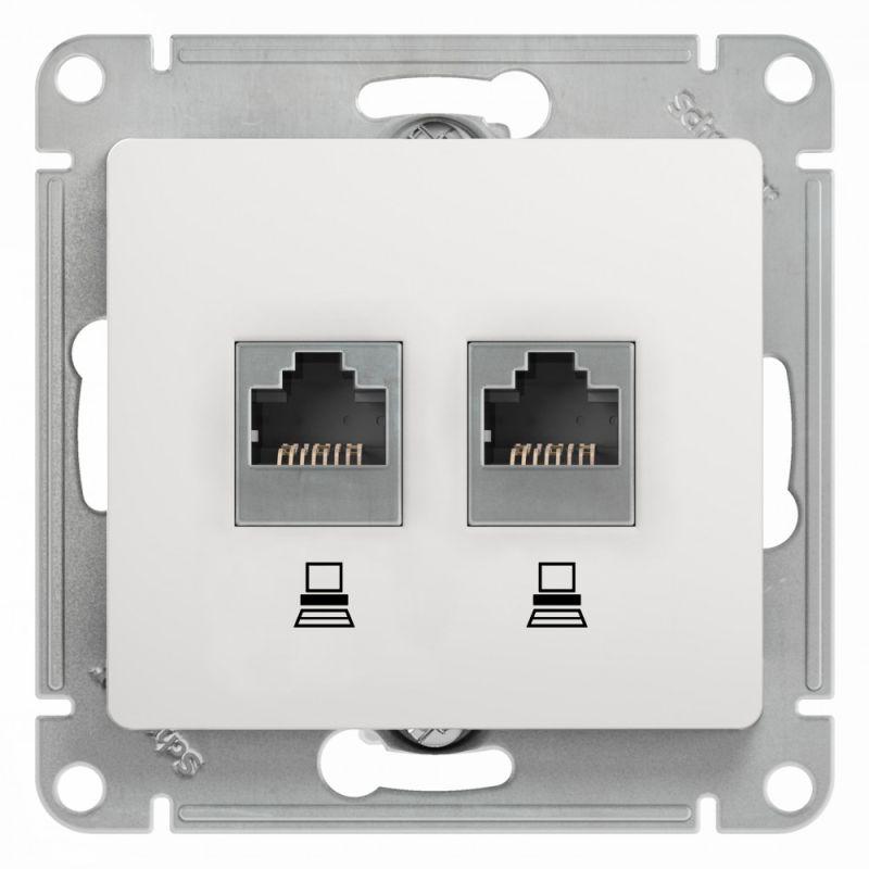 Розетка компьютерная 2-м Glossa RJ45 кат.5E механизм бел. SE