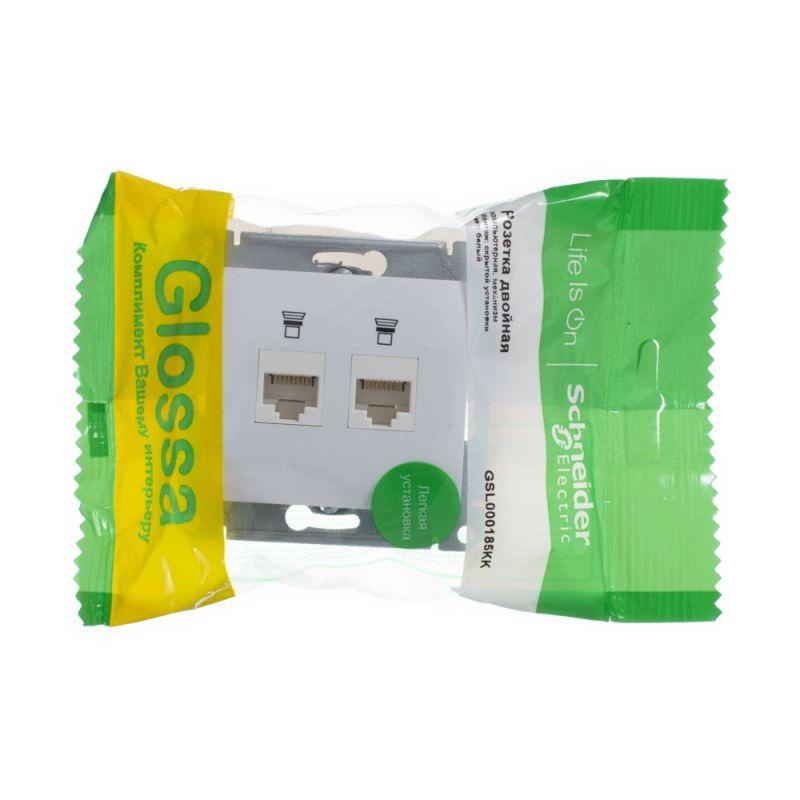 Розетка компьютерная 2-м Glossa RJ45 кат.5E механизм бел. SE — изображение 2