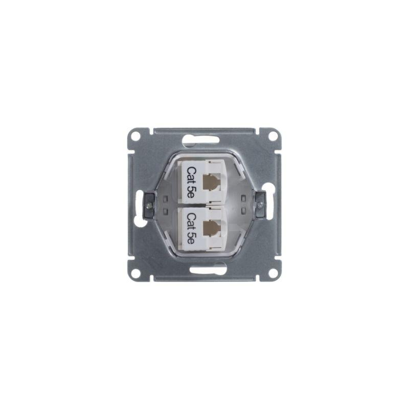 Розетка компьютерная 2-м Glossa RJ45 кат.5E механизм бел. SE — изображение 3