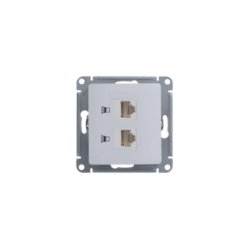 Розетка компьютерная 2-м Glossa RJ45 кат.5E механизм бел. SE — изображение 4
