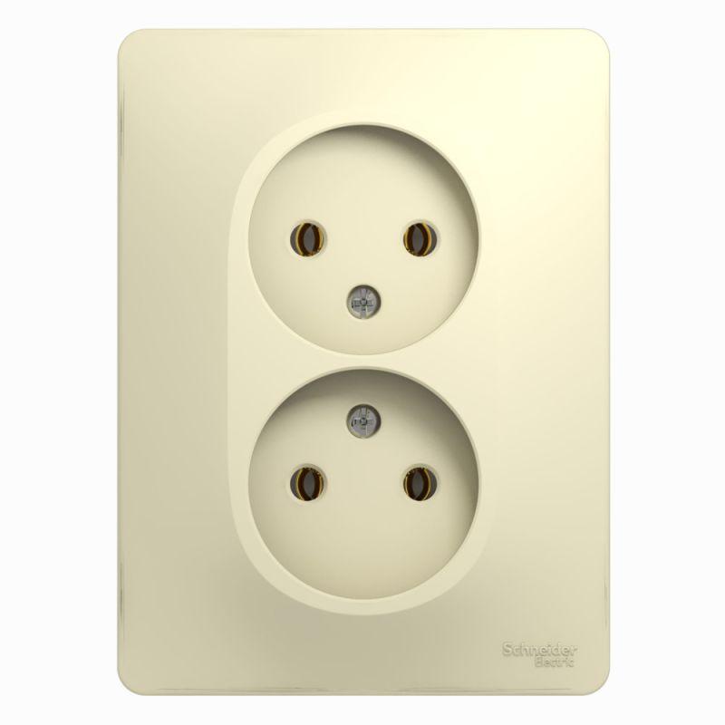 Розетка 2-м СП Glossa 16А IP20 без заземл. беж. SE