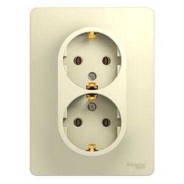 Розетка 2-м СП Glossa 16А IP20 с заземл. в сборе беж. SE