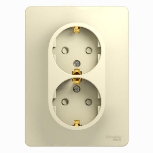 Розетка 2-м СП Glossa 16А IP20 с заземл. защ. шторки в сборе беж. SE