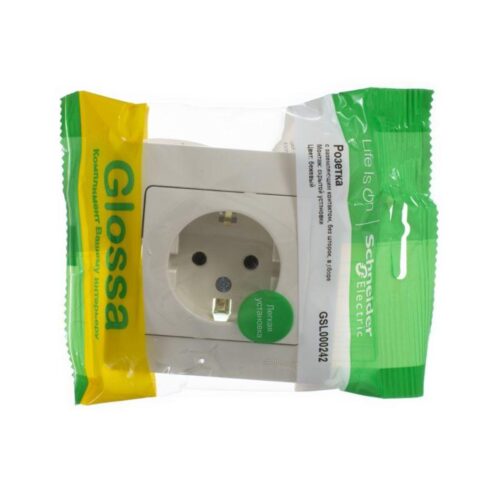 Розетка 1-м СП Glossa 16А IP20 с заземл. в сборе беж. SE