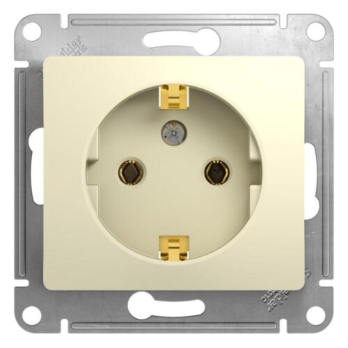 Розетка 1-м СП Glossa 16А IP20 с заземл. механизм беж. SE