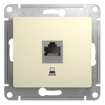 Розетка компьютерная 1-м СП Glossa RJ45 кат.5E механизм беж. SE