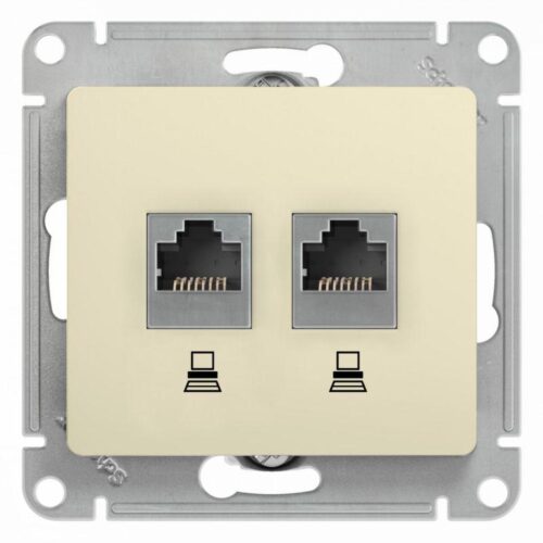 Розетка компьютерная 2-м Glossa RJ45 кат.5E механизм беж. SE
