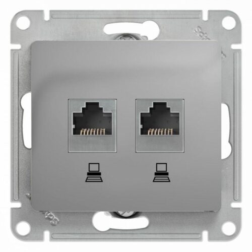 Розетка компьютерная 2-м Glossa RJ45 кат.5E механизм алюм. SE