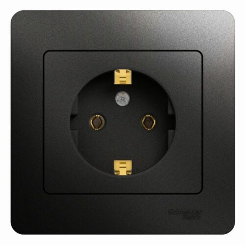 Розетка 1-м СП 1мод. Glossa 16А IP20 с заземл. в сборе антрацит SE