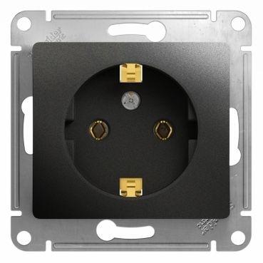 Розетка 1-м СП 1мод. Glossa 16А IP20 с заземл. механизм антрацит SE