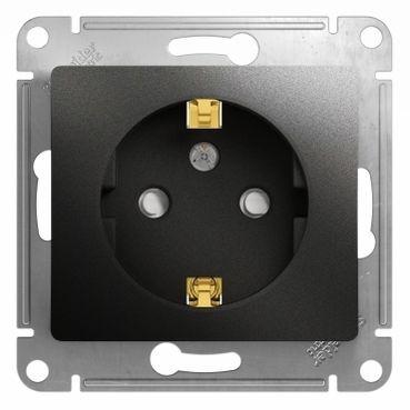 Розетка 1-м СП 1мод. Glossa 16А IP20 с заземл. защ. шторки механизм антрацит SE