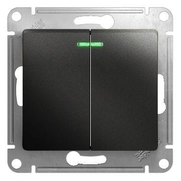 Выключатель 2-кл. СП Glossa 10А IP20 10AX с подсветкой механизм антрацит SE — изображение 2