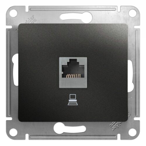 Розетка компьютерная 1-м Glossa RJ45 кат.5E механизм антрацит SE
